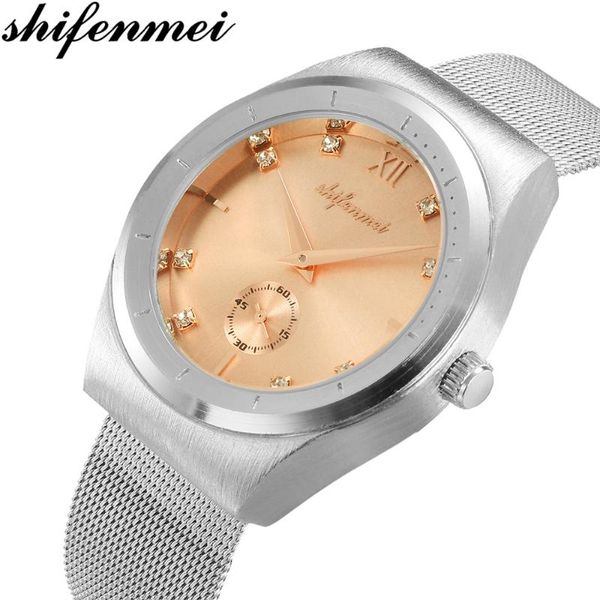 

shifenmei watch women fashion dress quartz watches lady stainless steel waterproof wristwatch rose gold clock relogio feminino wristwatches, Slivery;brown