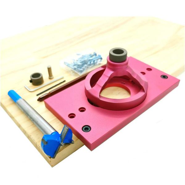 

professional hand tool sets aluminum alloy concealed 35mm cup style hinge jig boring hole drill guide w/ forstner bit wood puncher locator w