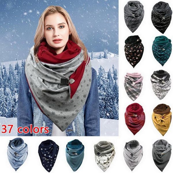 

hats, scarves & gloves sets 2021 fashion women printing button soft wrap casual warm shawls plain drop, Blue;gray