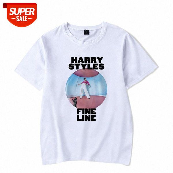

harry styles collection fine line peripheral printing short-sleeved t-shirt for men and women #2n9c, White