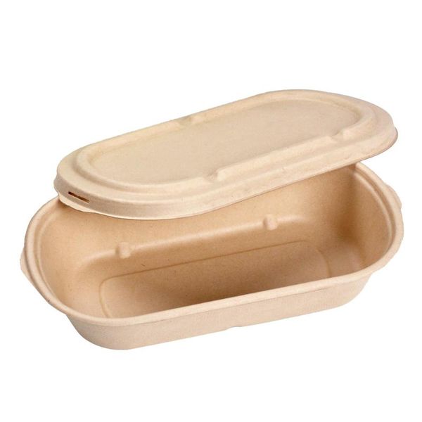 

dinnerware sets 10pcs 850ml disposable meal prep containers paper takeout box eco-friendly lunch boxes (pulp lid)