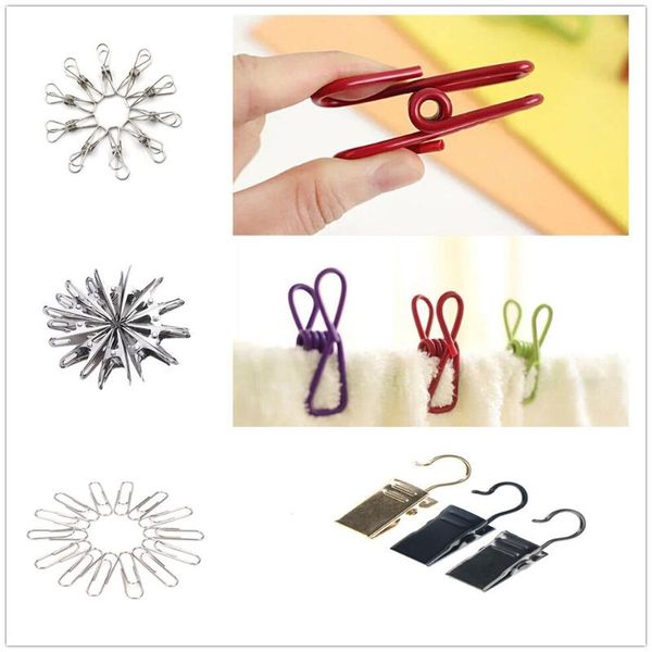 

clothing & wardrobe storage 100pcs/20/10pcs multipurpose stainless steel clips clothes pins pegs holders clamps sealing clip household cloth