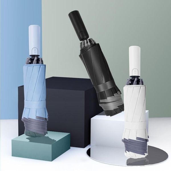 

umbrellas windproof reverse folding automatic rain umbrella for men women 10 ribs reflective stripe portable female male paraguas