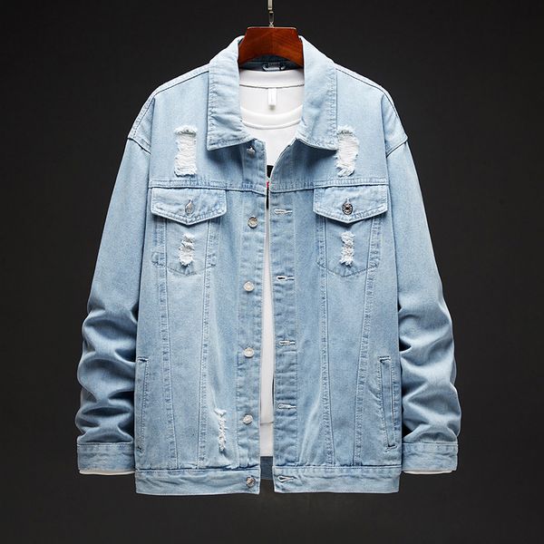

men's jackets autumn winter mens hole jean street fashion denim korean clothing handsome casual clothes yhnc, Black;brown