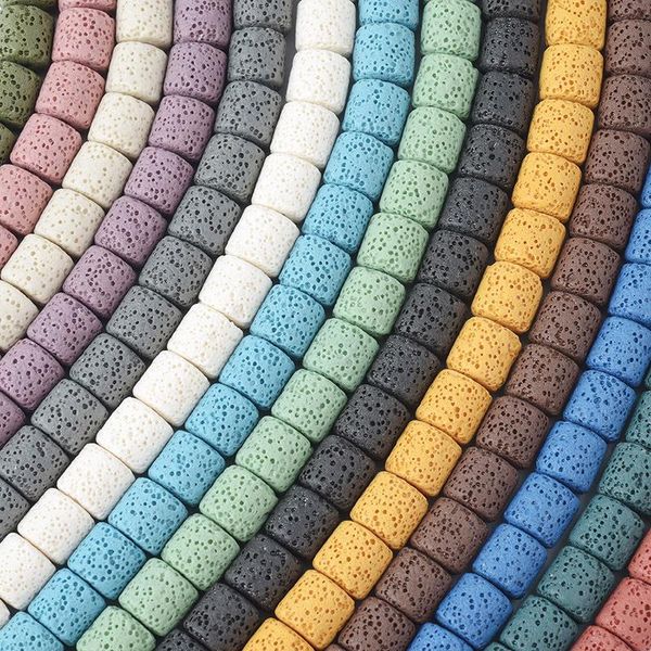 

other 10*10mm colorful cylinder lava stone beads for diy essential oil diffuser bracelet necklace earrings jewelry making