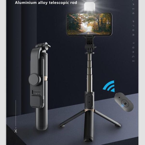 

bluetooth remote control tripod selfie stick with led fill light aluminum alloy wireless mini foldable handheld monopod monopods