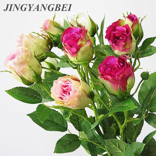 

decorative flowers & wreaths 70cm single 4-head rose bud artificial home wedding party decoration fake silk flores