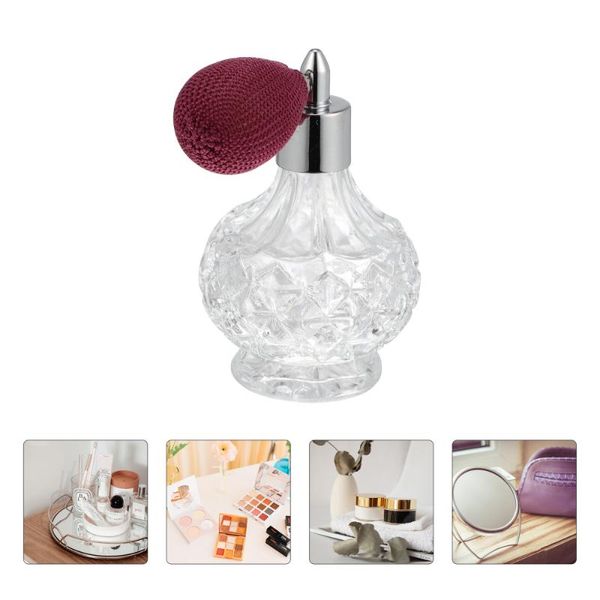 

storage bottles & jars 80ml empty glass perfume bottle refillable atomizer makeup tool (claret)