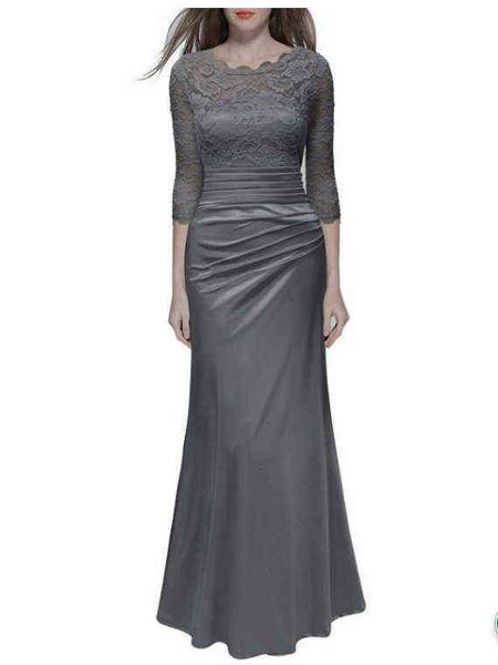 

casual dresses straight lace long sleeve wedding slim stitched 6762, Black;gray