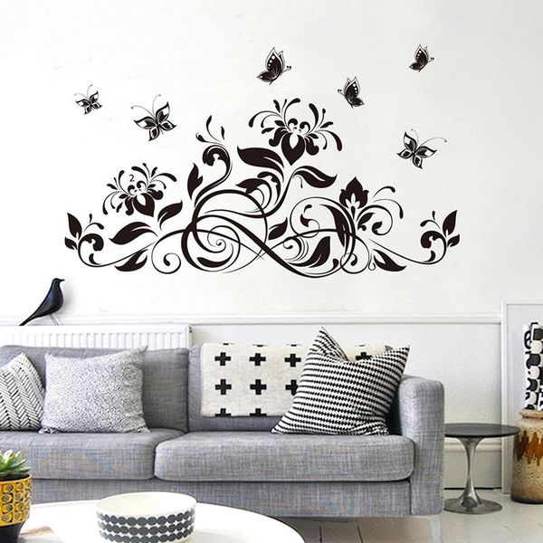 

butterfly beautiful flower wall sticker decals for kids room bedroom living home decor sofa tv stickers