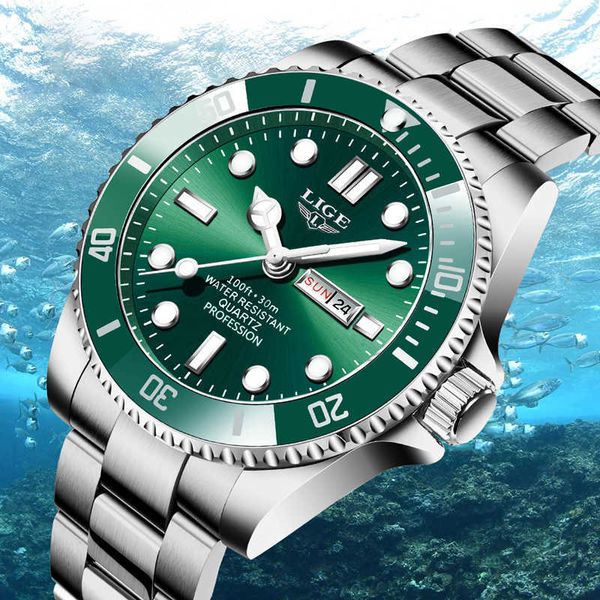 Lige Watch Men Watches Waterproof Clock Homem Top Marca Luxo Relógios Mens Quartz WristWatch Diver Relogio Masculino + Box 210527