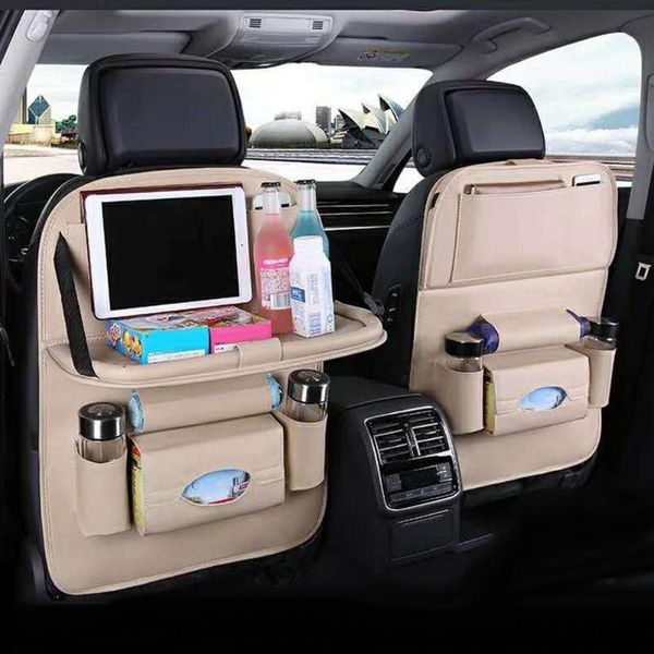 

car organizer multi-pocket seat hanging bag faux leather folding holder shelf