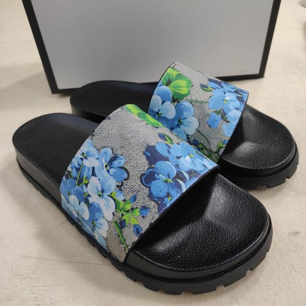 

mens designers slides womens slippers fashion luxurys floral slipper leather rubber flats sandals summer beach shoes loafers gear bottoms fl, Black