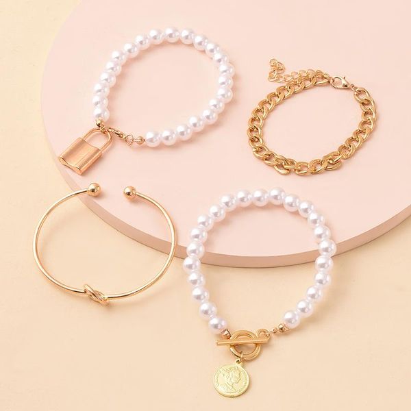 

beaded, strands xuan ngan beautiful pearl bracelet women multi layer strand bracelets female bohemian birthday gift 4 pcs gold lock, Black