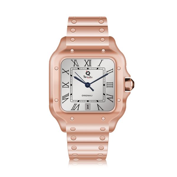 

men's automatic mechanical watch requin mountain stainless steel strap wssa rose gold three-hand calendar sapphire fashion casual 100xl, Slivery;brown