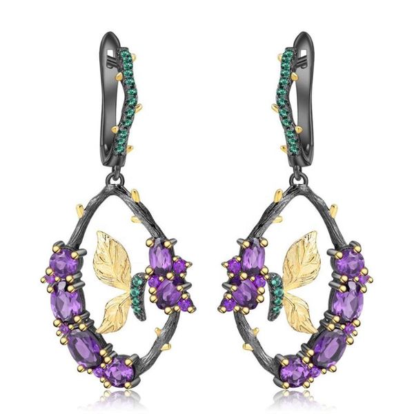 

dangle & chandelier butterfly earrings 925 silver inlaid with natural amethyst gemstone jewelry