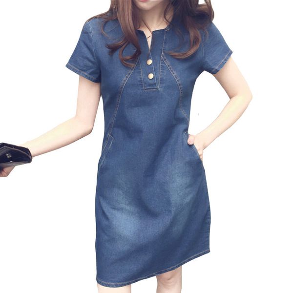 

casual dresses fashion denim for women summer korean jeans with button pocket mini plus size 5xl ykpf, Black;gray