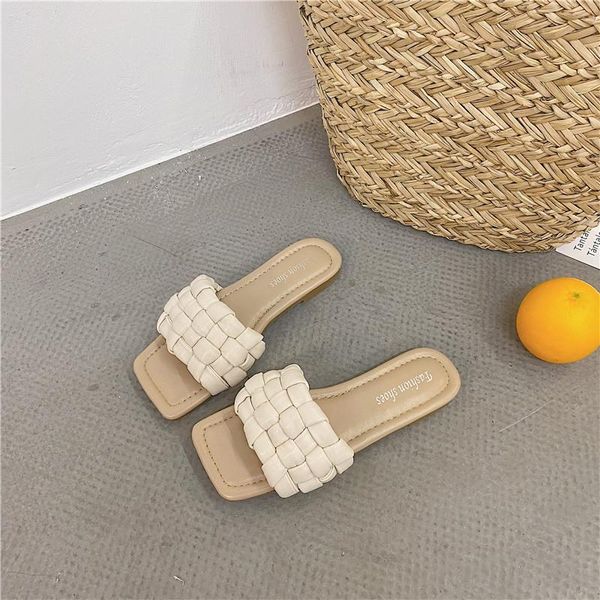 

slippers women's flip flops 2021 the summer fashion leisure solid color all-match comfortable open toe sandals flat female shoes, Black