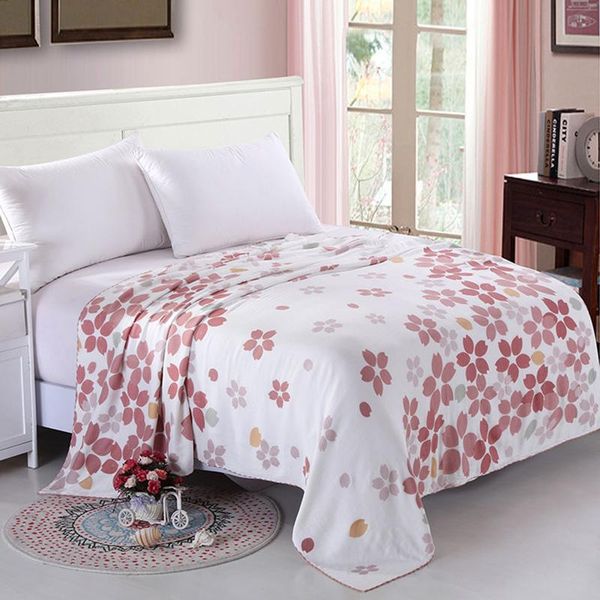 

bamboo pulp fiber towel quilt summer three-layer ice silk gauze single blanket air conditioning printed blankets