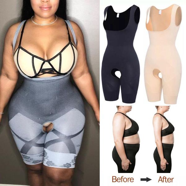 

women's shapers women shapewear colombianas open bust bodysuit waist trainer body shaper lingerie slimming underwear modeling strap thi, Black;white