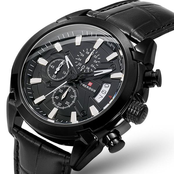 

wristwatches black creative quartz men watch leather chronograph army military sport watches clock hour relogio masculino reloj hombre, Slivery;brown