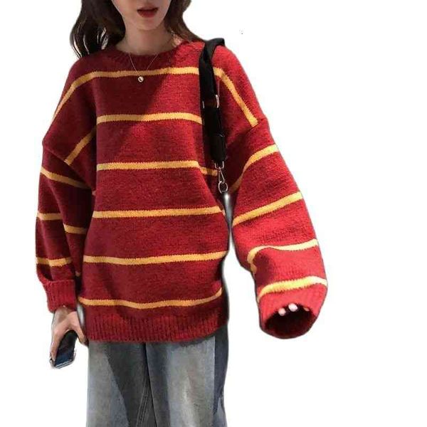 

women's sweaters ulzzang-pulÃ´ver feminino de malha larga, estilo escolar, roupa casual, inverno, gola redonda, suÃ©ter solto, meninas hr, White;black