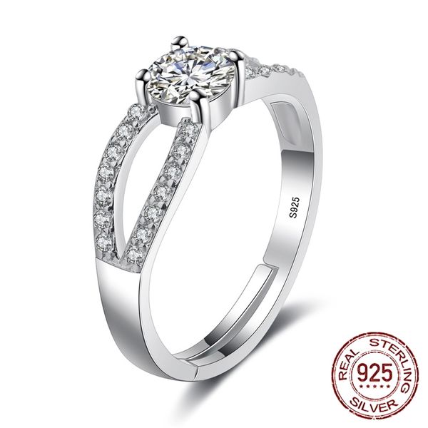 

925 sterling silver ring simple micro inlaid women's design can adjust the size of proposal diamond jewelry wholesale j-241, Slivery;golden