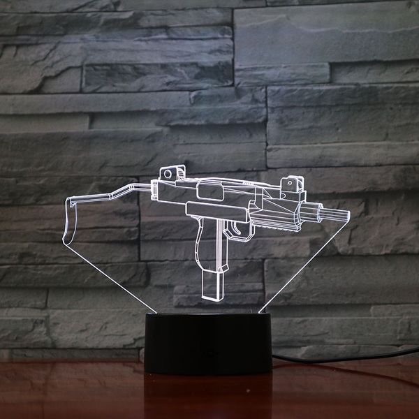 

acrylic night sensor light led projector 3d lamp table gun nightlight usb powered smart phone control boys favorite present