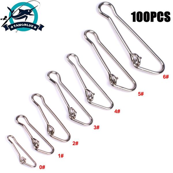 

100pcs fishing snap 0#-6# barrel swivel hooked safety pin connector 12mm-34.5mm accessories hooks