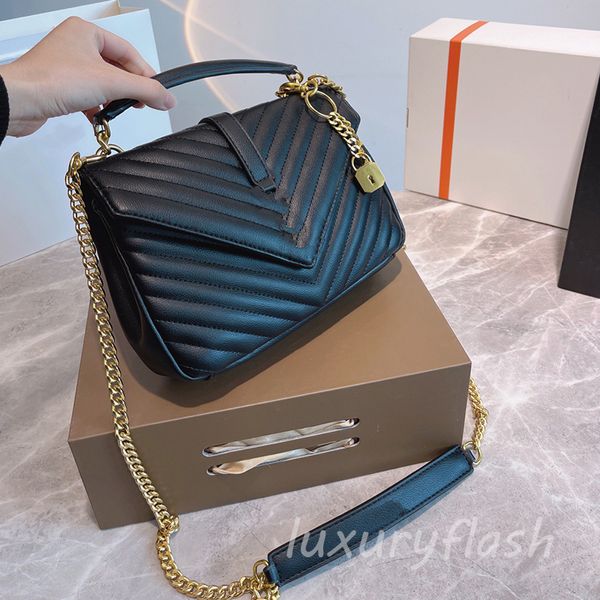 Bolsa de ombro grade preta corrente de ouro e prata Designers da moda 2021 bolsa mensageiro luxos couro de alta qualidade bolsas femininas bolsas
