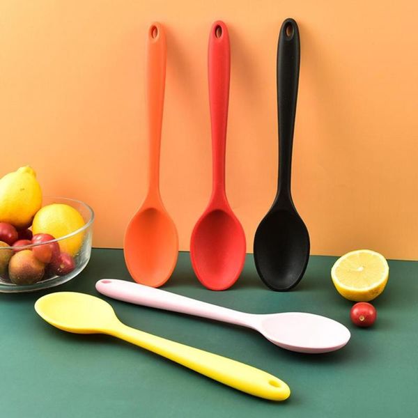 

spoons solid color useful cooking kitchen soup flexible long-handled for bakery
