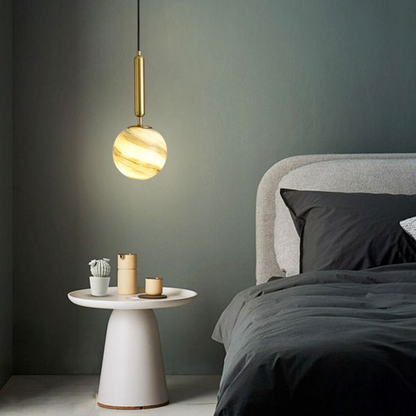 

modern glass pendant lamp led hanging lighting nordic minimalist restaurant bar bedroom bedside decor fixture suspension light