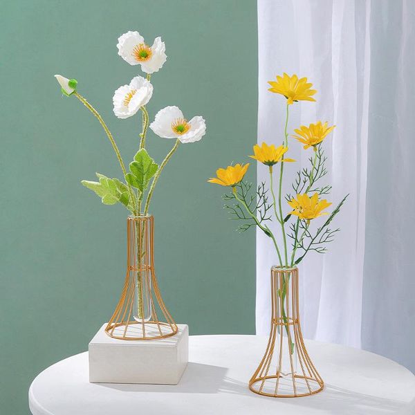 

vases retro iron line flowers vase metal decoration plant holder hydroponic wedding ornament home decor terrarium jarrones