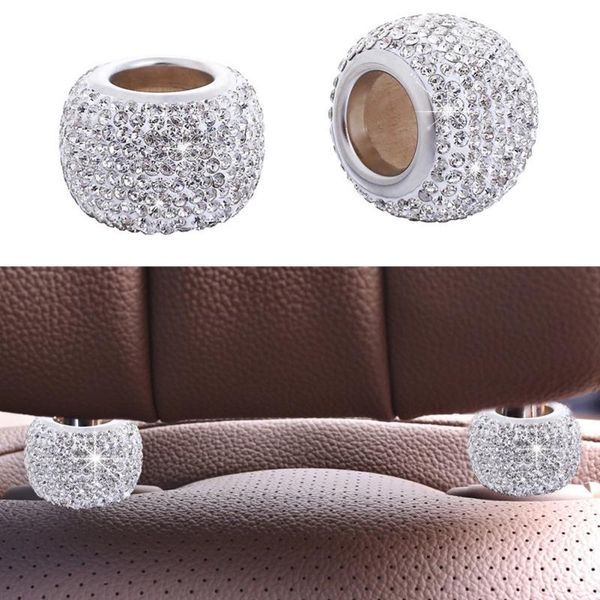 

interior decorations 2pcs car seat headrest collar decor car-styling bling icy crystal mouldings rod diamond ring rhinestone