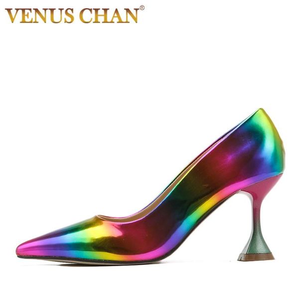 

dress shoes chan 2021 spring autumn rainbow color women pumps cup heeled pointed toe high heels weeding spike heel, Black