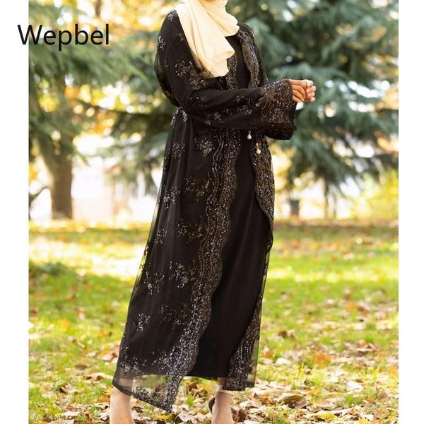 

ethnic clothing wepbel cardigan robes long sleeve musulman dubai muslim abaya lace sequined djellaba marocain islam kaftan dress, Red