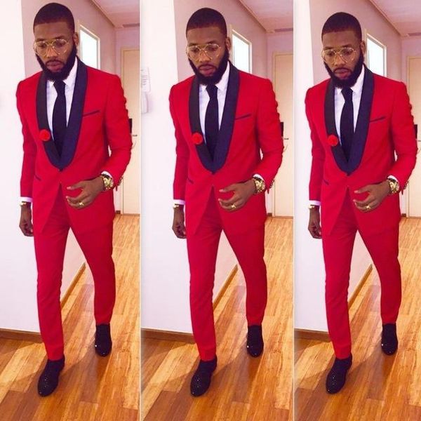 

men's suits & blazers custom made slim fit black lapel red groom tuxedos wedding prom with pants bridegroom groomsman man, White;black