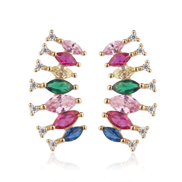 

stud fashion colorful shine zircon earrings for women small fish shape design animal fine earring yellow gold color jewelry, Golden;silver