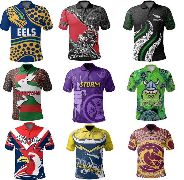 

panthers melbourne storm rabbitohs maori broncos roosters eels rugby jersey soccer polo shorts s-5xl, Black;gray