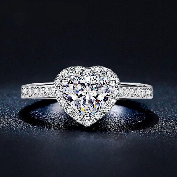 

wedding rings fashion crystal heart shaped women's zircon engagement glamour jewelry, Slivery;golden