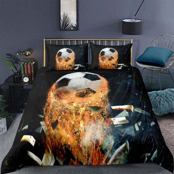 

bedding sets 3d flame football printing set basketball duvet cover soft microfiber comforter bed linen for boys kids