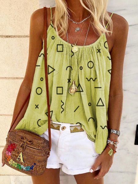 

2021 new summer printed suspender t-shirt from europe and america, White