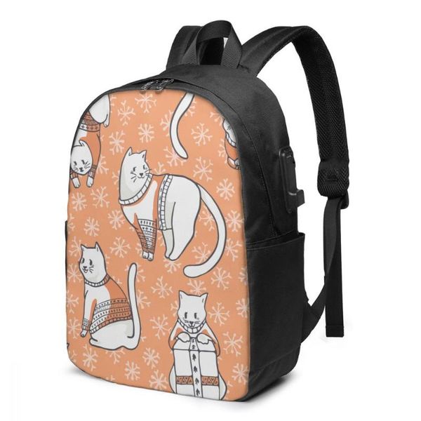 

backpack 2021 lapusb funny cats in embroidery sweaters school bag bookbag men women travel daypack leisure