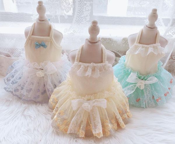 

princess dog cat dress tutu rose embroidery lace design pet puppy skirt spring/summer clothes outfit 5 sizes 2 colours apparel