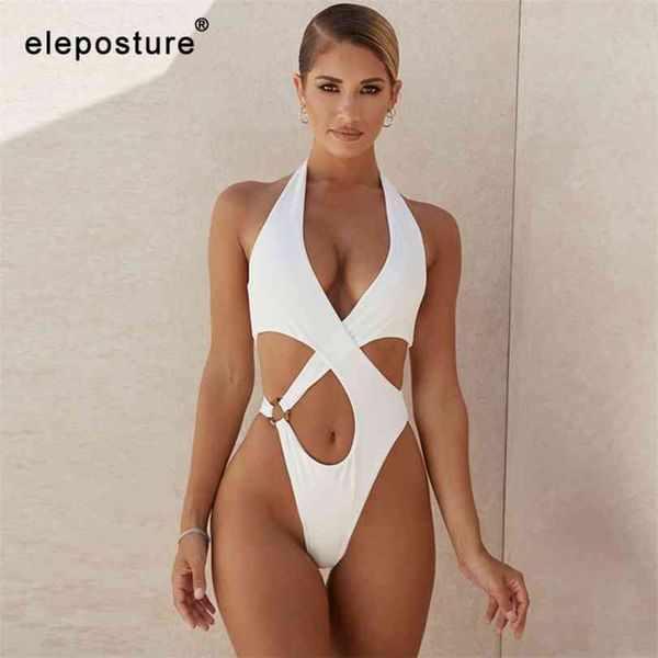 

hollow out swimwear women swimsuit female halter push up monokini brazilian bathing suits summer beach wear 210716, White;black