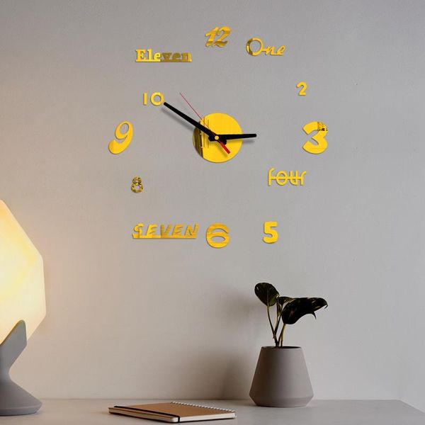 

wall clocks diy clock 3d mirror surface sticker home office decor decoration for living bedroom