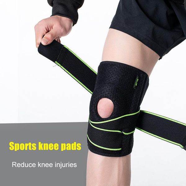 

knee brace support with strap for protection pain relief compression sleeve wrap running sports eig88 elbow & pads, Black;gray