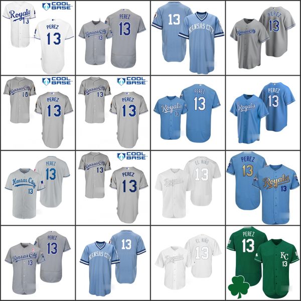 

kansas royals men 13 salvador perez white women youthjersey, Black;red