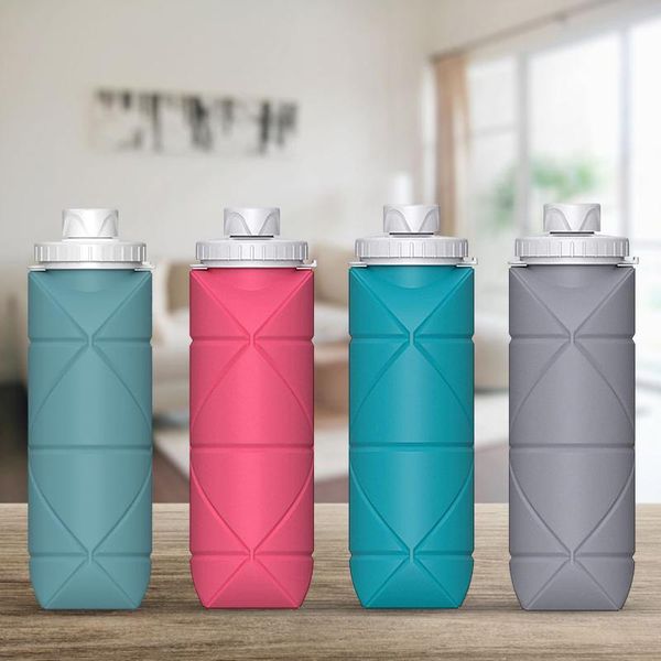 

water bottle foldable cup large-capacity silicone grade high temperature resistance sports for outdoor camping