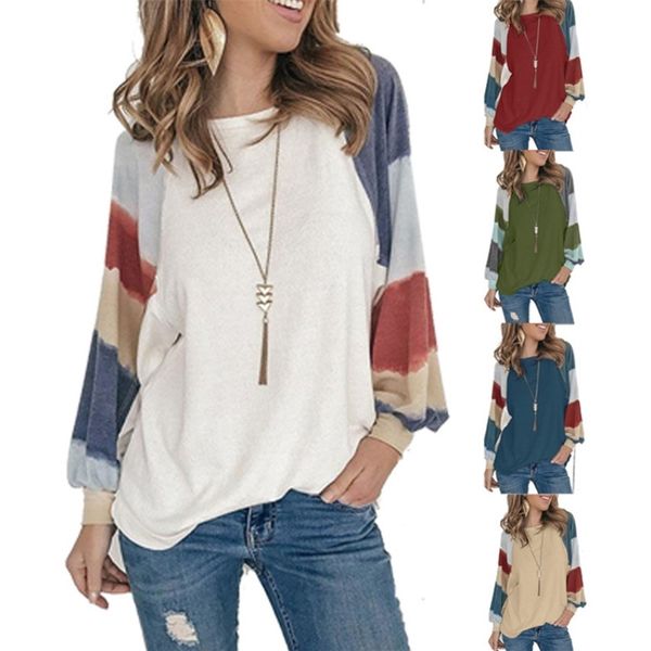 

2021 new round neck watercolor balloon long sleeve women's spring, Black